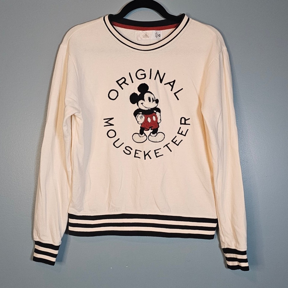 Disney Original Mouseketeer Mickey Mouse Cream Sweatshirt Top Women's XS